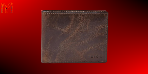 Fossil Mens Derrick Leather RFID-Blocking Bifold Wallet